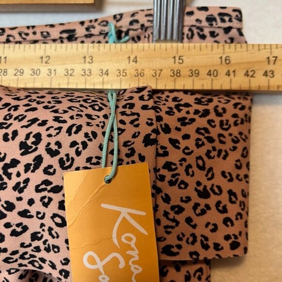 Leopard Print Ruffle Swim Skirt L 12-14 Kona Sol Nylon/Spandex Neutral - Picture 14 of 14